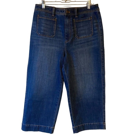TALBOTS Flawless High Waist Wide Crop Womens Jeans Size 12 Petite Y2K‎ Retro 90s - Picture 1 of 12